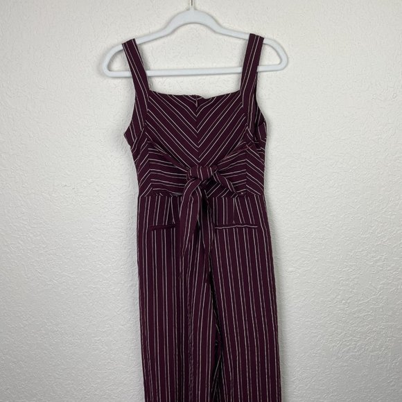 PAPERMOON Womens M Contrasting Stripe Tie Front Jumpsuit Pockets Back Zip - Picture 7 of 10